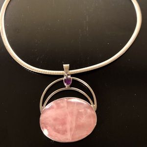 SALE!! Sterling silver Rose Quartz Necklace